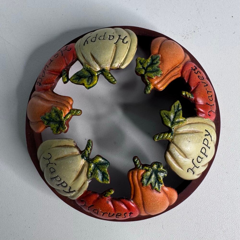 Yankee Candle ILLUMA-LID Pumpkin HAPPY HARVEST Candle Topper W/ Pumpkins Gourds